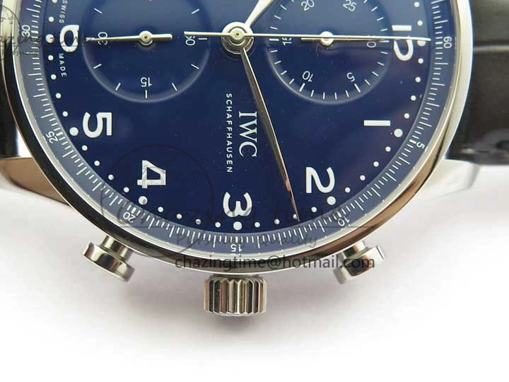 MIROTIME 0121 SunProtective Portugieser Chronograph Edition 150 Years IW371601 ZF 1:1 Best Edition Blue Dial on Black Leather Strap A7750 (Slim Movement) 7137